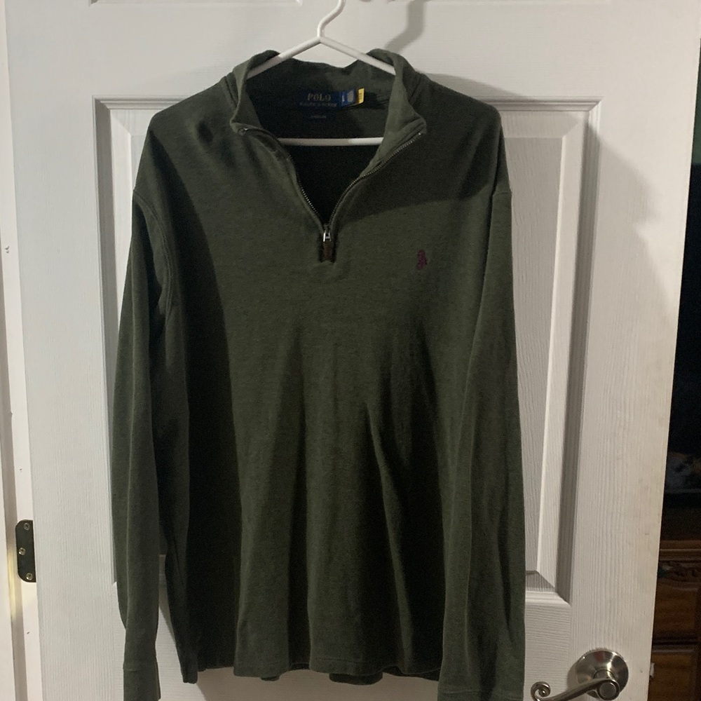 Ralph Lauren Olive Green Half-Zip Sweatshirt